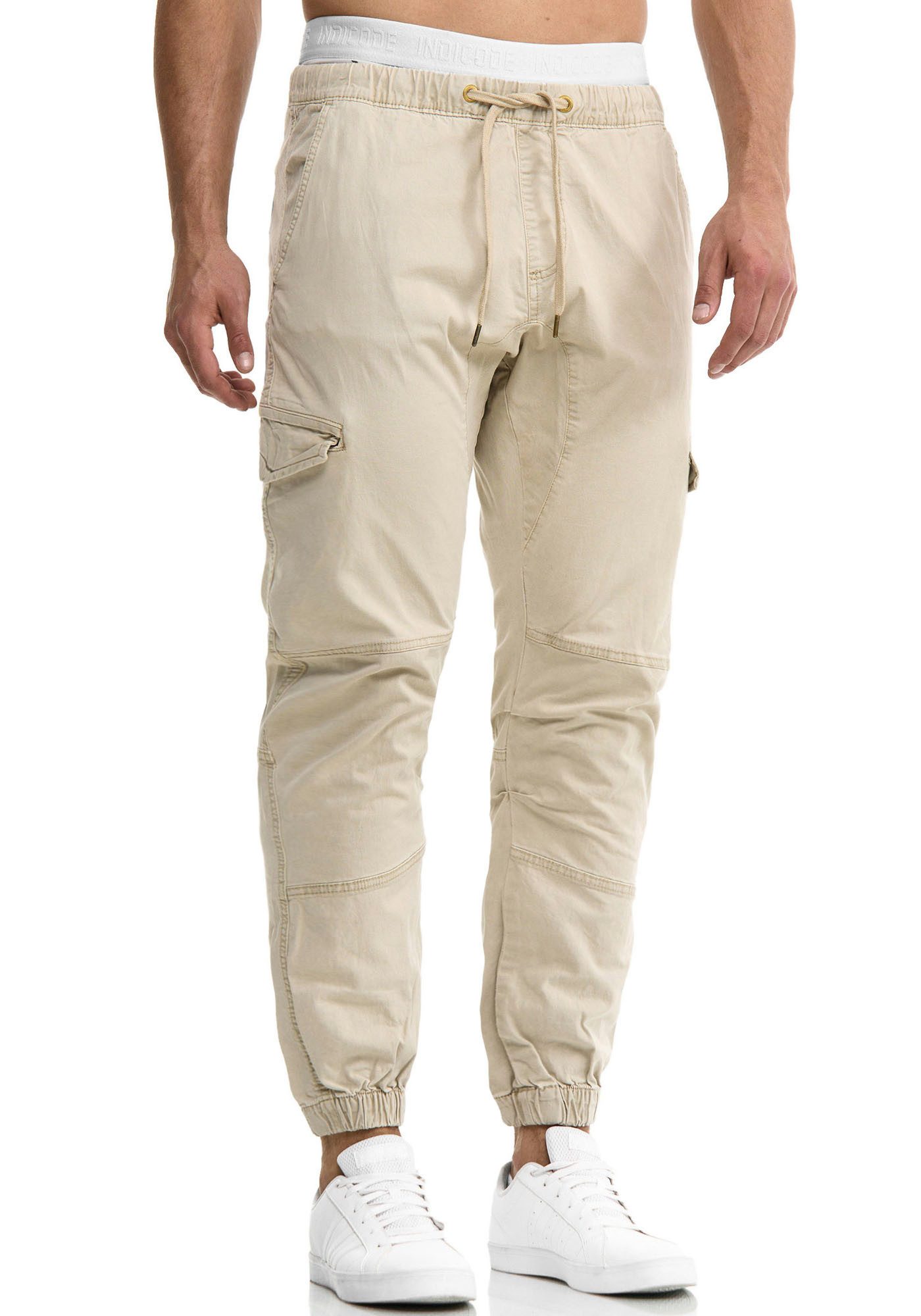 Indicode Cargohose INLevi mit seitlichen Cargotaschen und elastischen Bündc günstig online kaufen