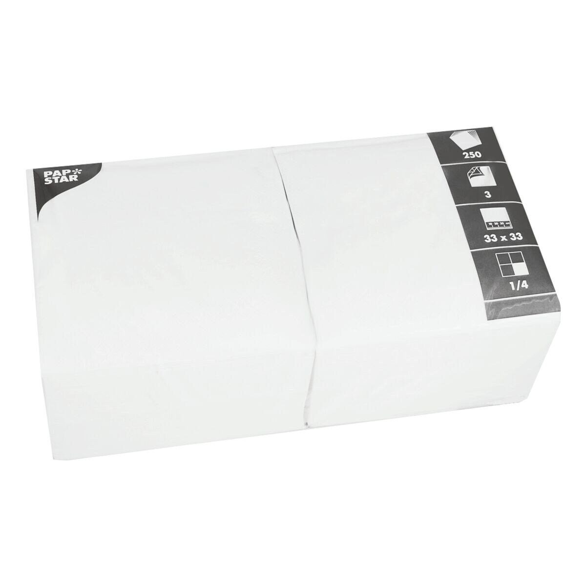 PAPSTAR Papierserviette, (250 St), 3-lagig, 33x33 cm, 1/4-Faltung
