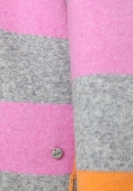 Grace Fashion Wollpullover Blockstreifen Rose Pink Coole Seitenschlitze am Saum