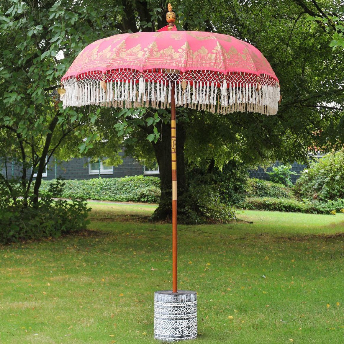 Oriental Galerie Sonnenschirm Pinker Bali Garten-Sonnenschirm, 180 cm Magnolia