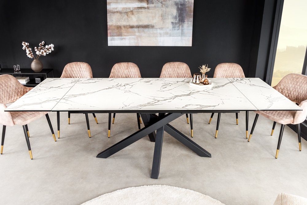 riess-ambiente Esstisch (Einzelartikel, 1-St), Keramik · Glas · Metall · ausziehbar · Marmor-Design · Industrial, AUSZIEHBAR