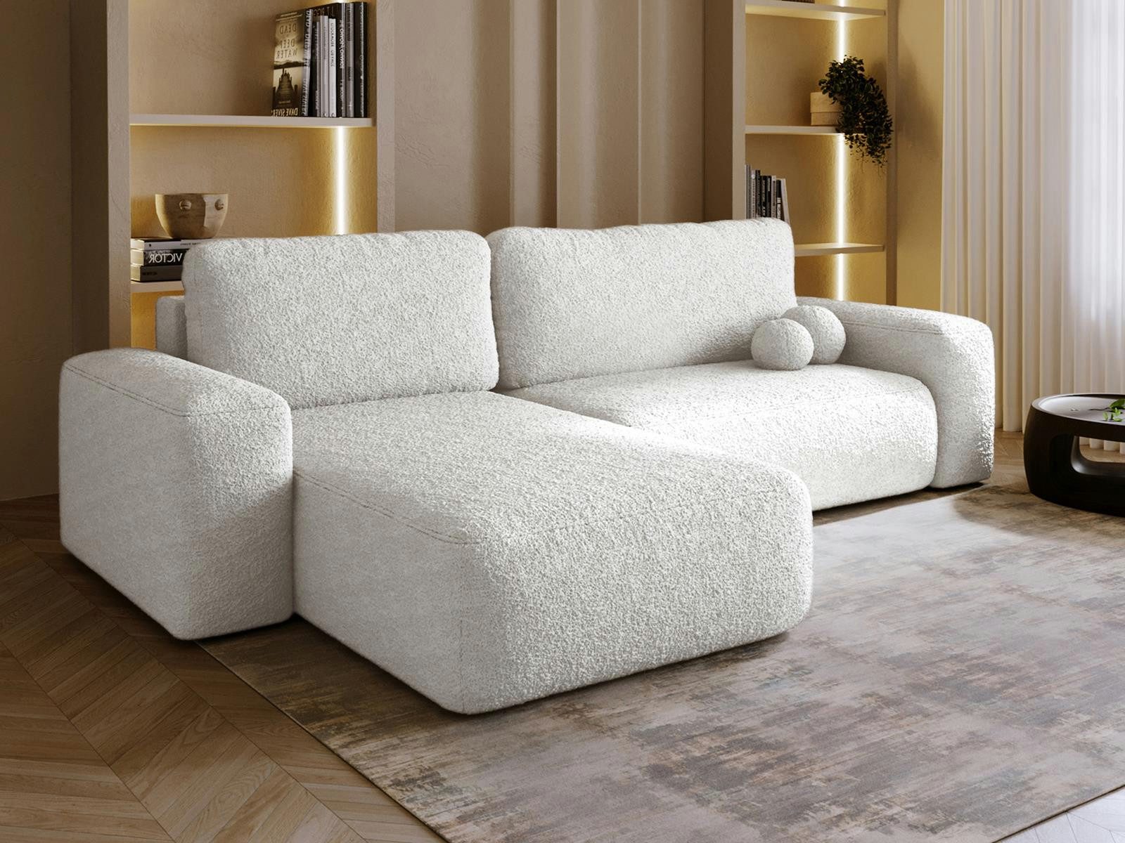 Compleo Ecksofa L-Form 282 cm breit, Elegant design, TEDIS, Couch mit Schlaffunktion, Wohnzimmer - Wohnlandschaft