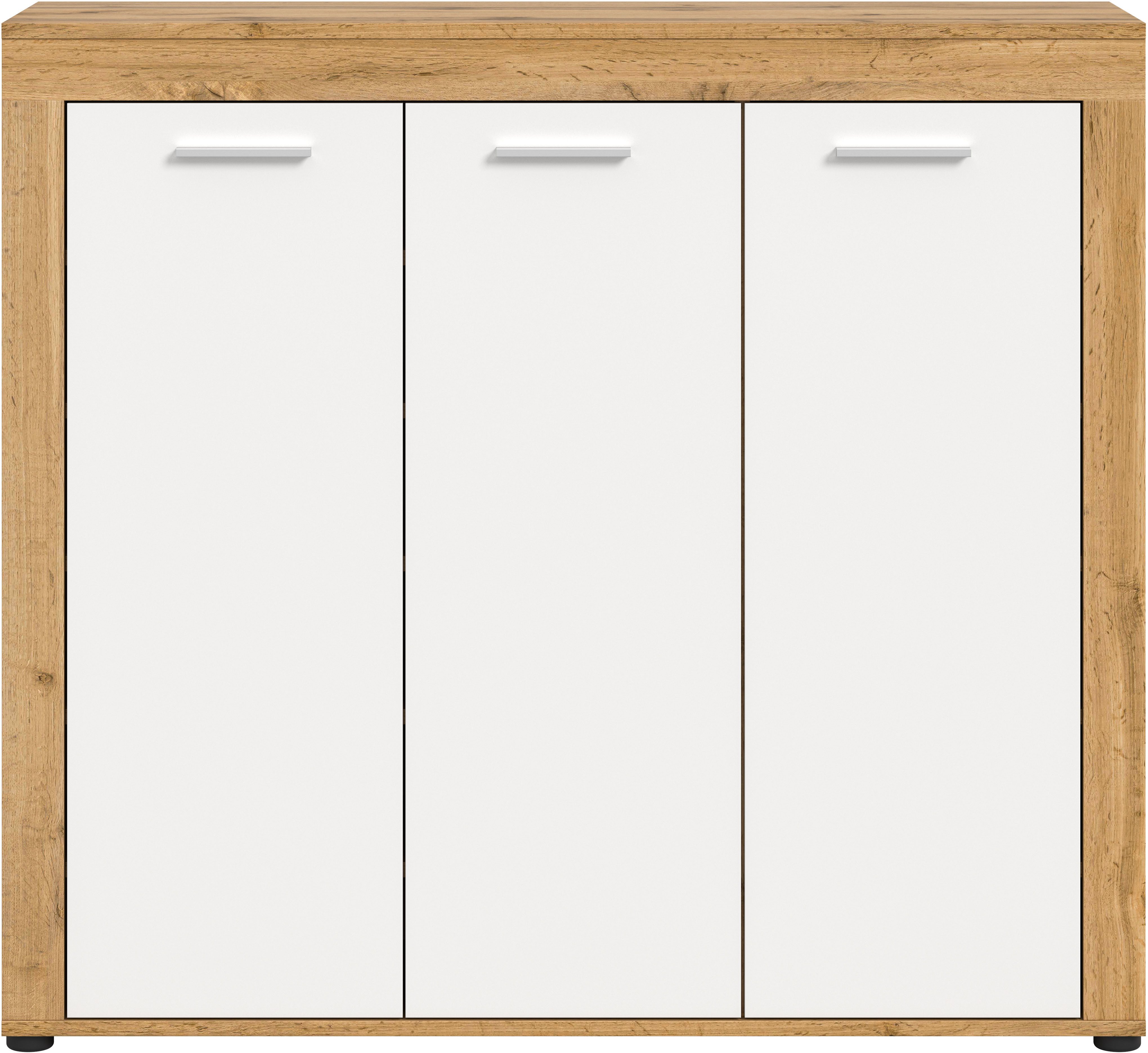 OTTO home Schuhschrank AOSTA, Höhe 108cm, 3 Türen, 10 Einlegeböden, 12 Fächer (in verschiedenen Farbausführungen erhältlich, individuell kombinierbar) Kommode, Schrank, Sideboard, Flurkommode, Anrichte, Garderobenschrank