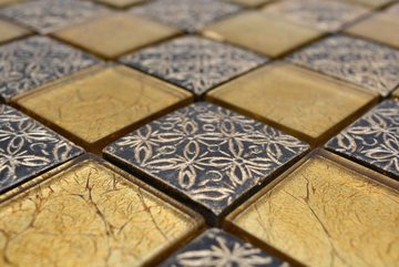 Mosani Mosaikfliesen Glasmosaik gold Mosaikfliese Resin Optik Fliesenspiegel