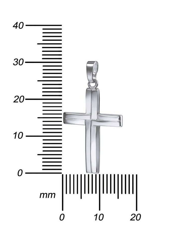 JEVELION Kreuzkette Kreuzanhänger 925 Silber - Made in Germany  (Silberkreuz, für Damen und Herren), Mit Silberkette 925 - Länge wählbar 36  - 70 cm oder ohne