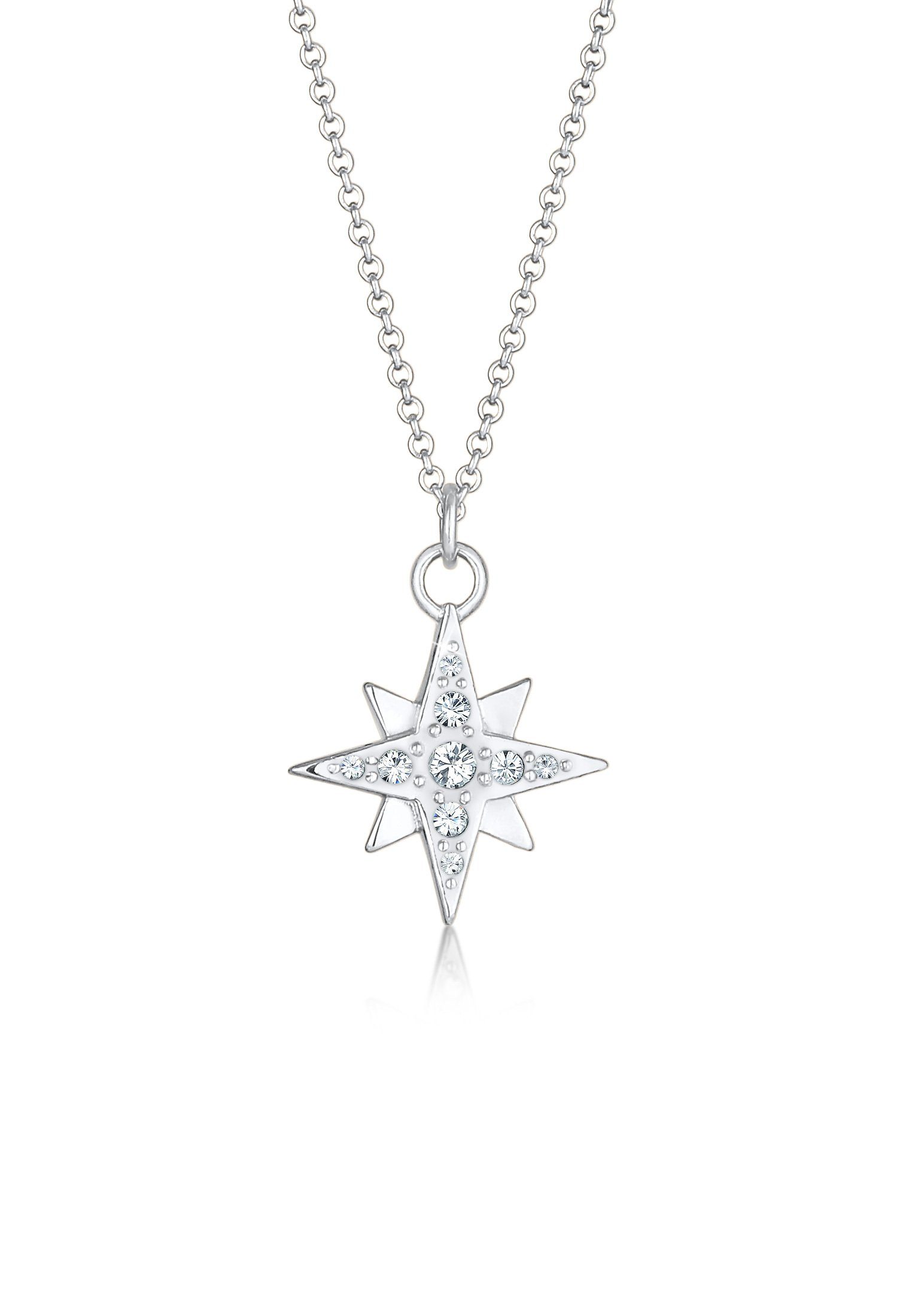 Silber, Kristalle Astro mit Kette 925 Nenalina Anhänger Stern Astro