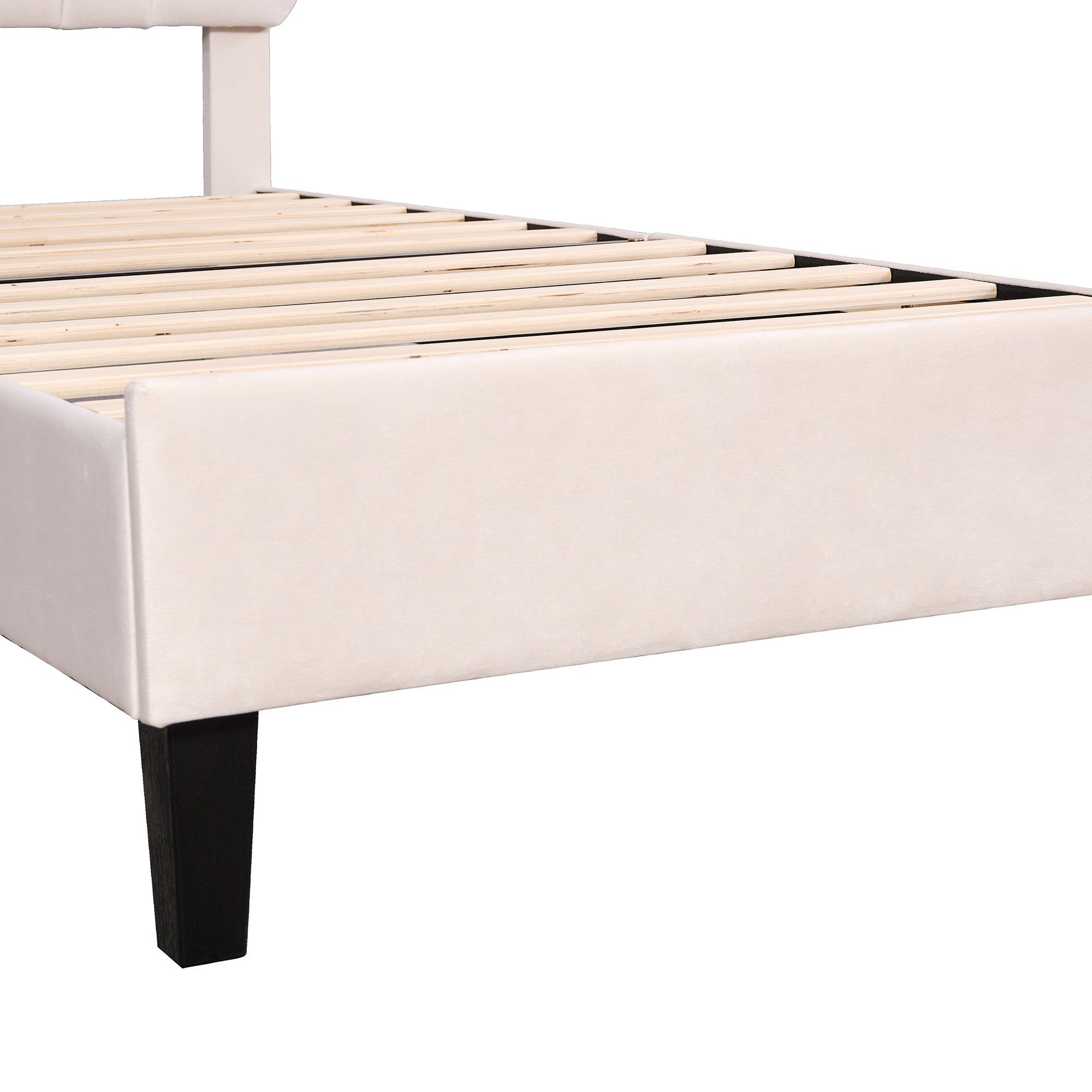 Polsterbett (Einzelbett), Kinderbett mit Blumenform-Kopfteil, Samt, 90x200cm