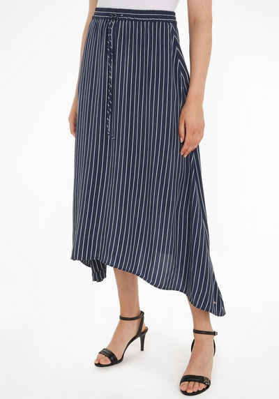 Tommy Hilfiger Midirock CUPRO ROPE STP MIDI SKIRT Webrock mit asymmetrischem Schnitt