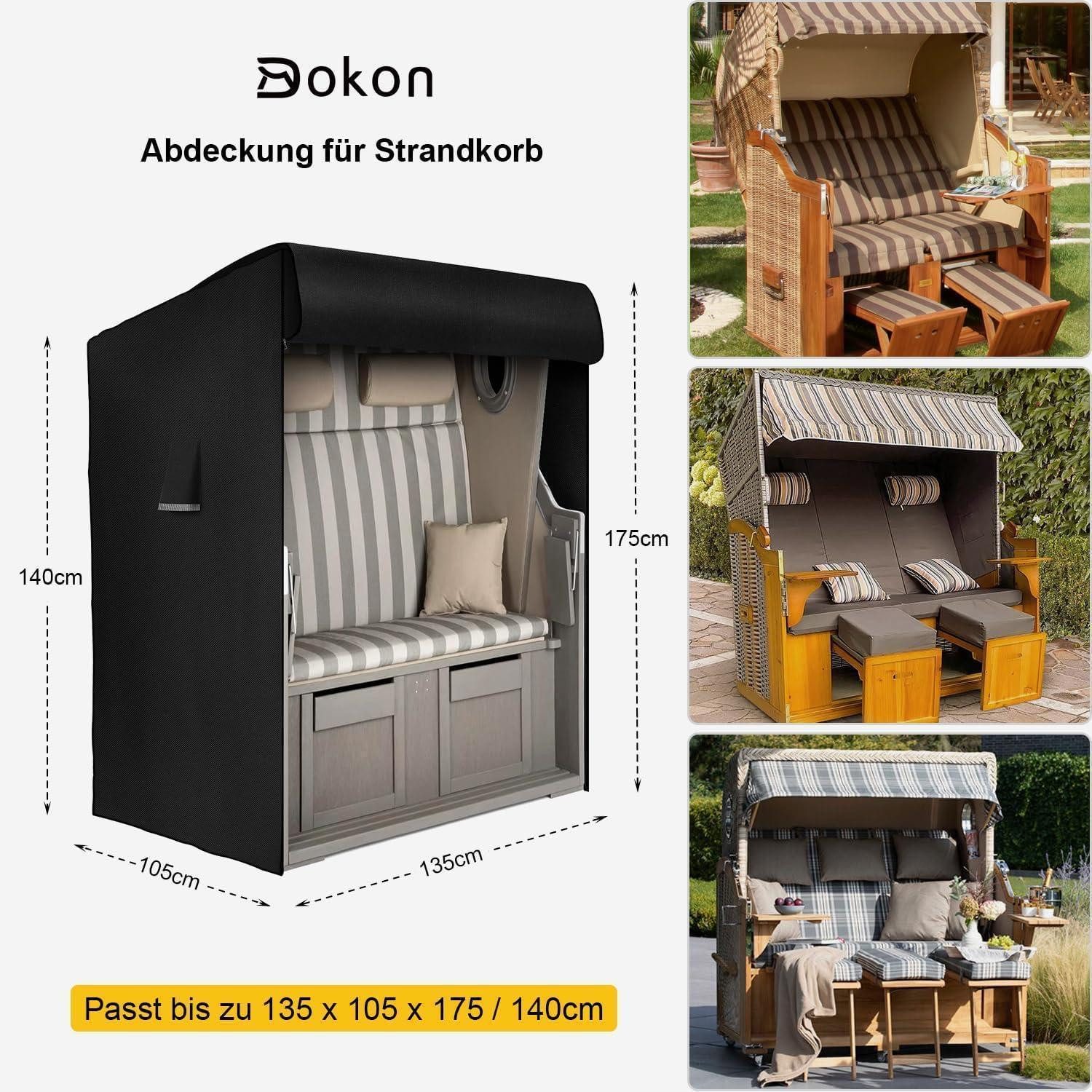 LuxusKollektion Strandkorb-Schutzhülle Strandkorb Abdeckung 420D Oxford Wasserdicht Anti-UV Winddicht