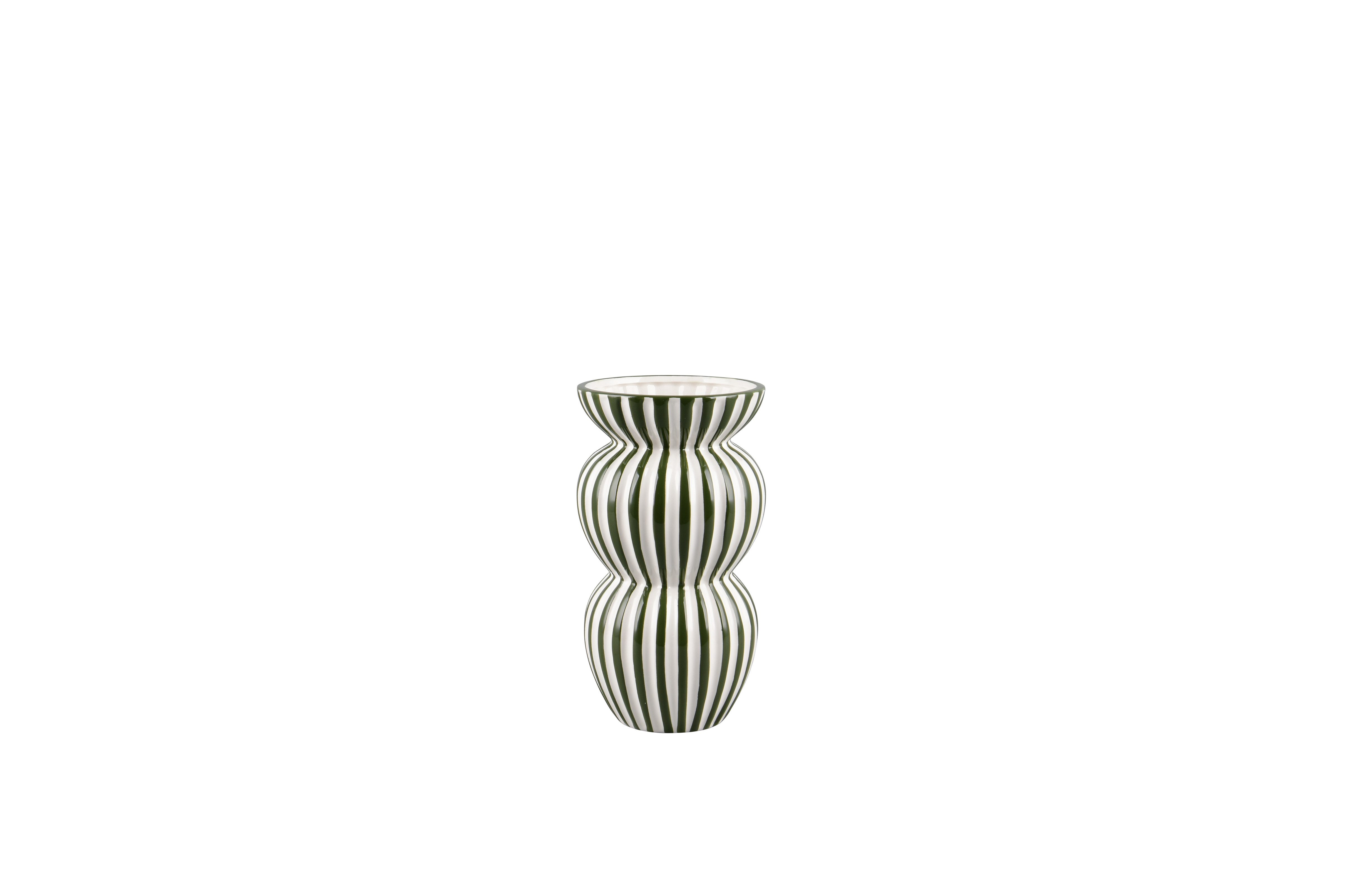 furnling Dekovase Savi, Vase mit grünen Streifen, markante Doppel-Rundung, Höhe 28 cm