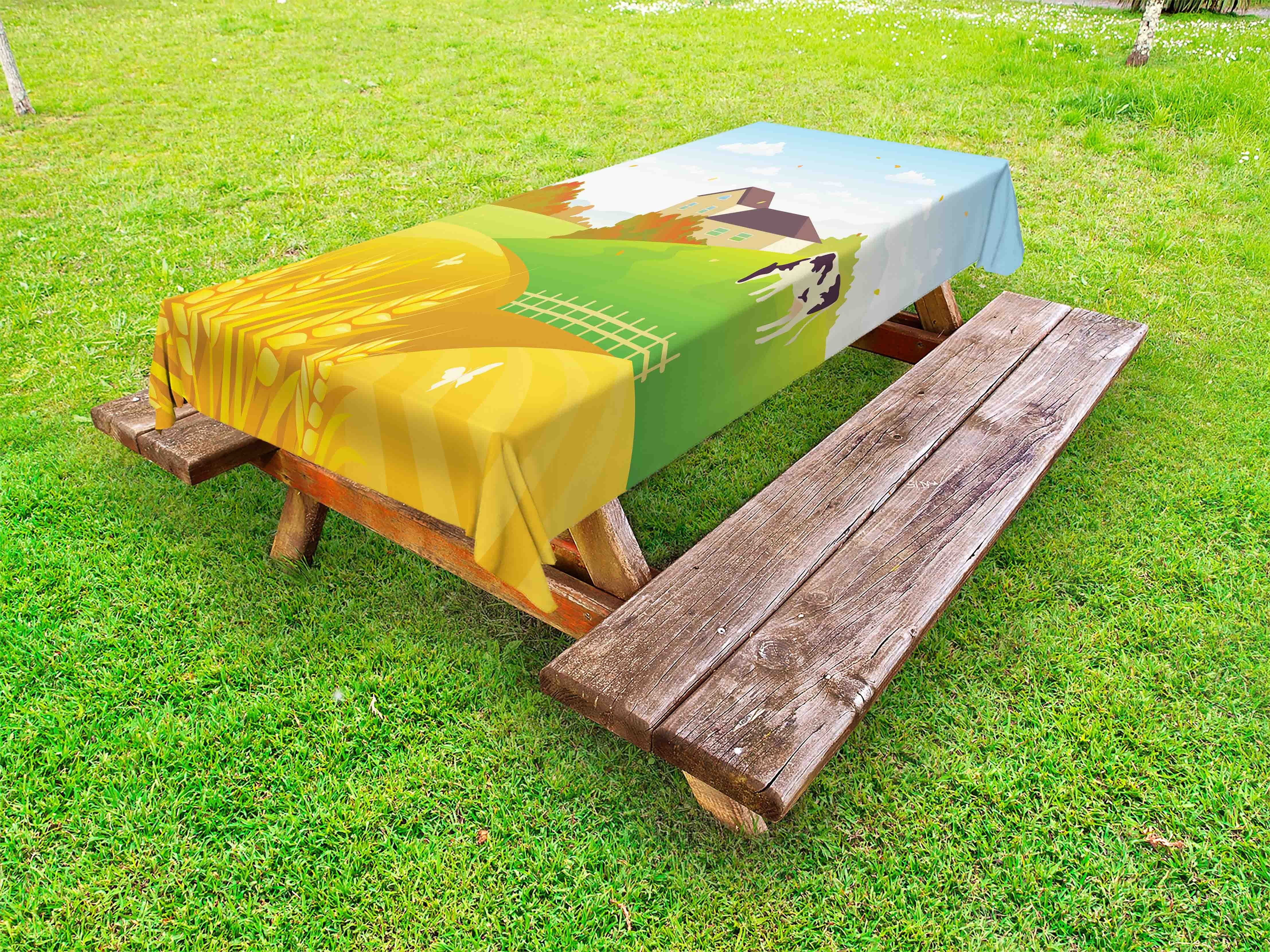 und Tischdecke waschbare Landhaus Picknick-Tischdecke, dekorative Ernte Kuh-Feld Abakuhaus