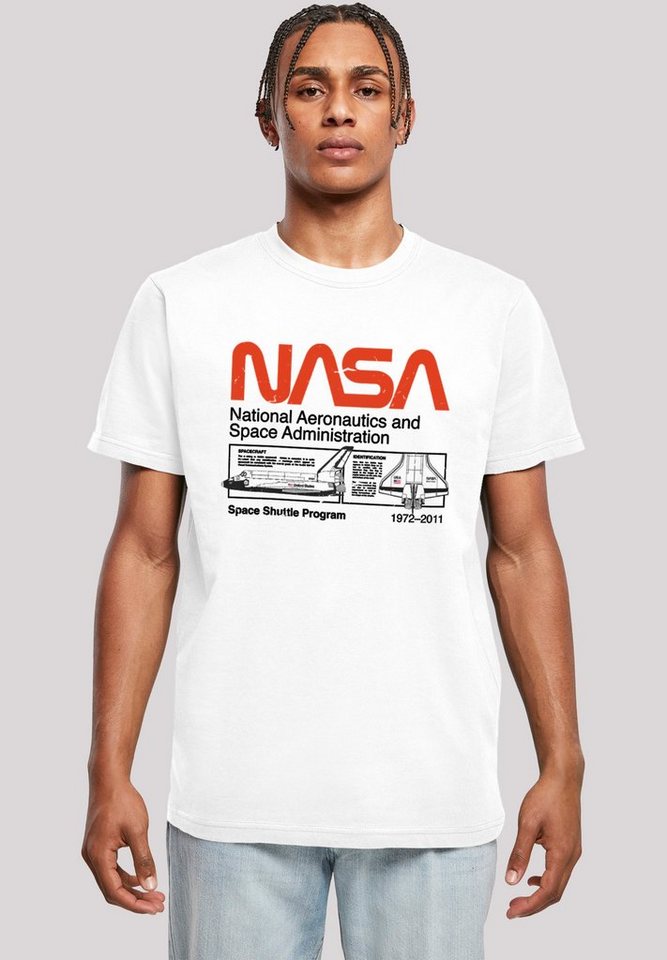 F4NT4STIC T-Shirt NASA Classic Space Shuttle White Herren,Premium Merch, Regular-Fit,Basic,Bedruckt