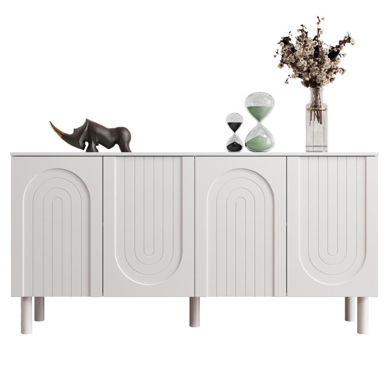 FUFU&GAGA Sideboard mit 5 Massivholzbeinen, Weiß günstig online kaufen