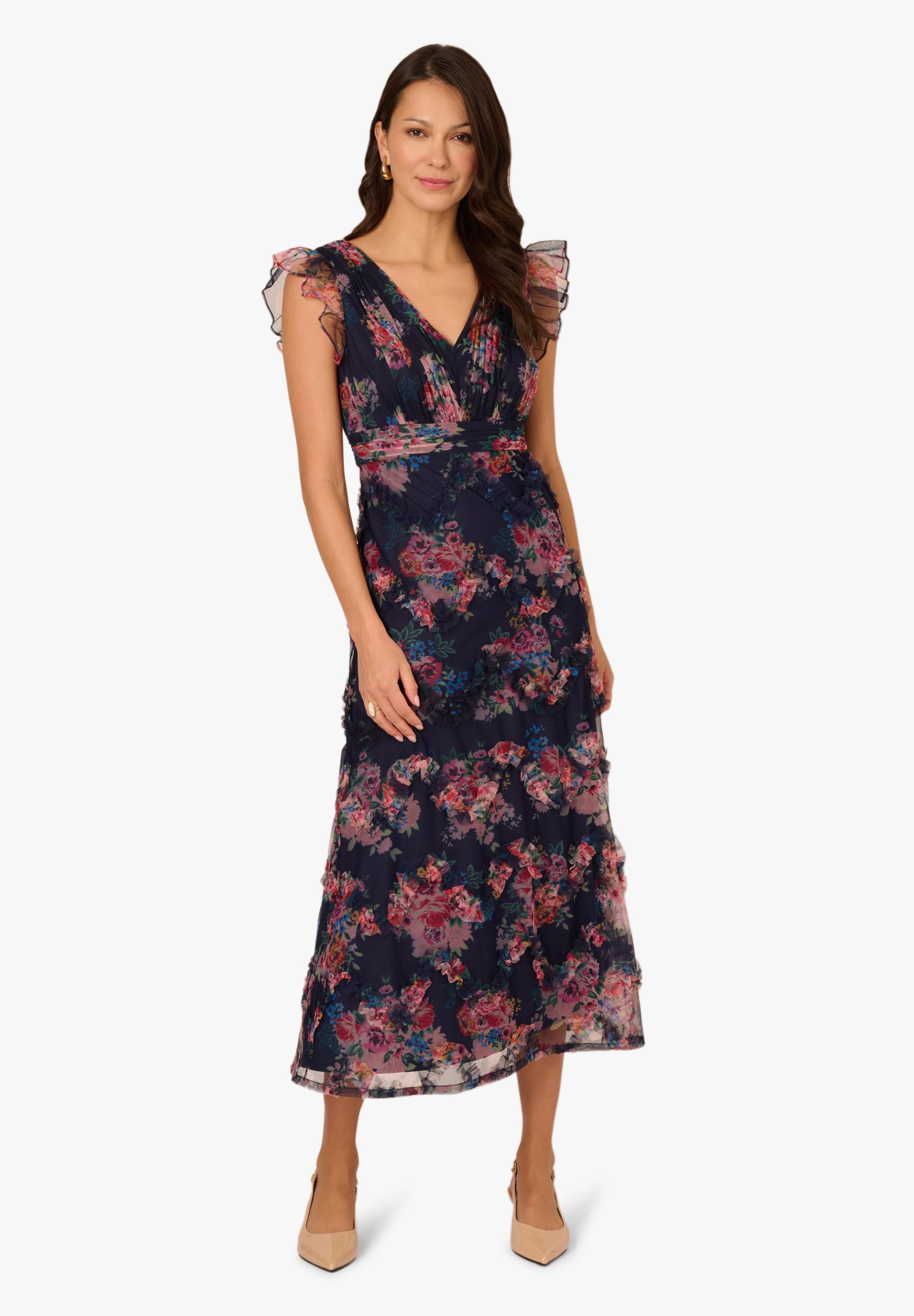Adrianna Papell Midikleid Printed Tulle Ankle Dress A floral, mesh daydream dress