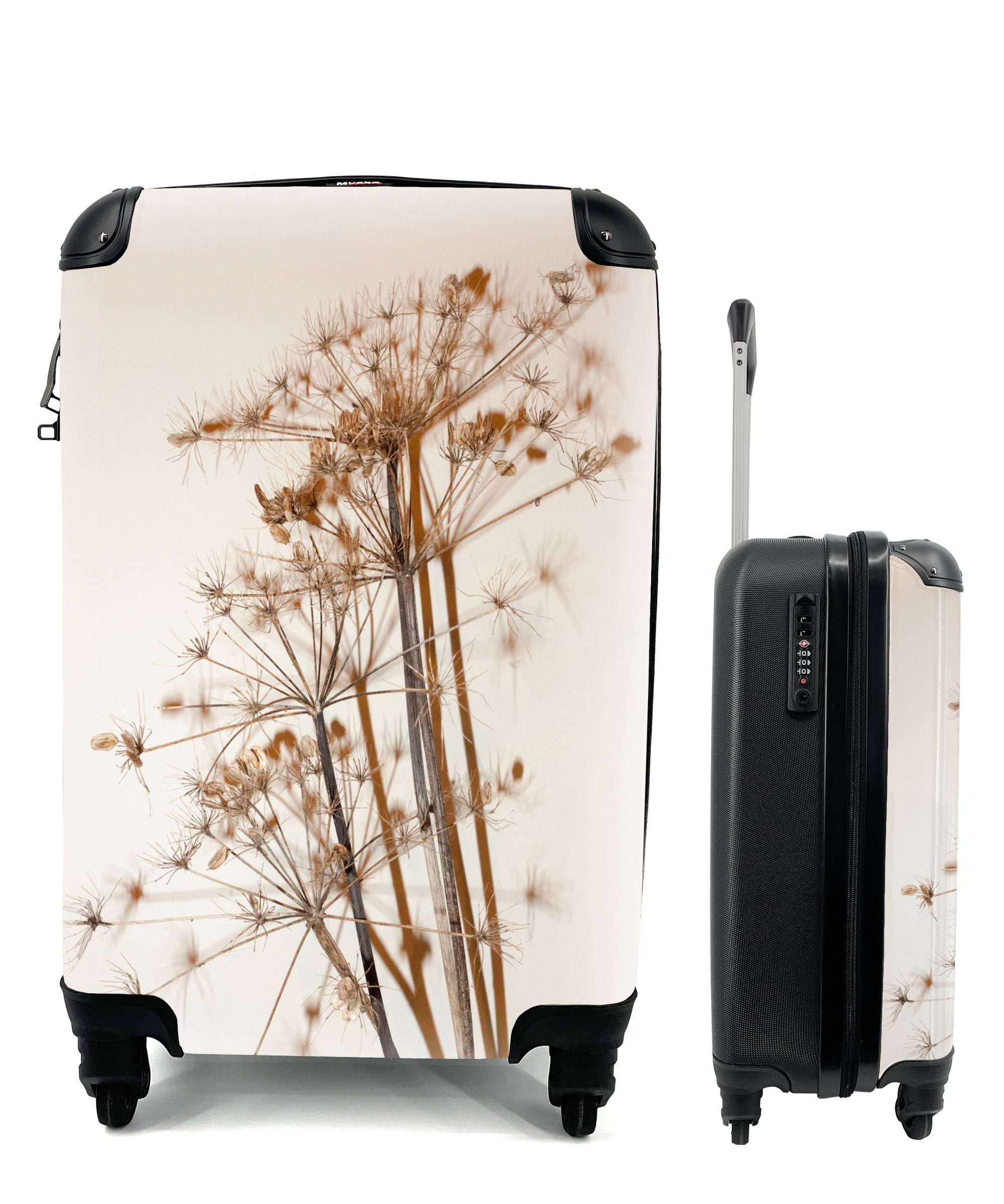 Handgepäck - 4 Rollen, Reisekoffer für mit - - Trolley, Pflanzen MuchoWow Handgepäckkoffer Reisetasche Stillleben Weiß - Ferien, Blumen rollen, Blumen, Getrocknete