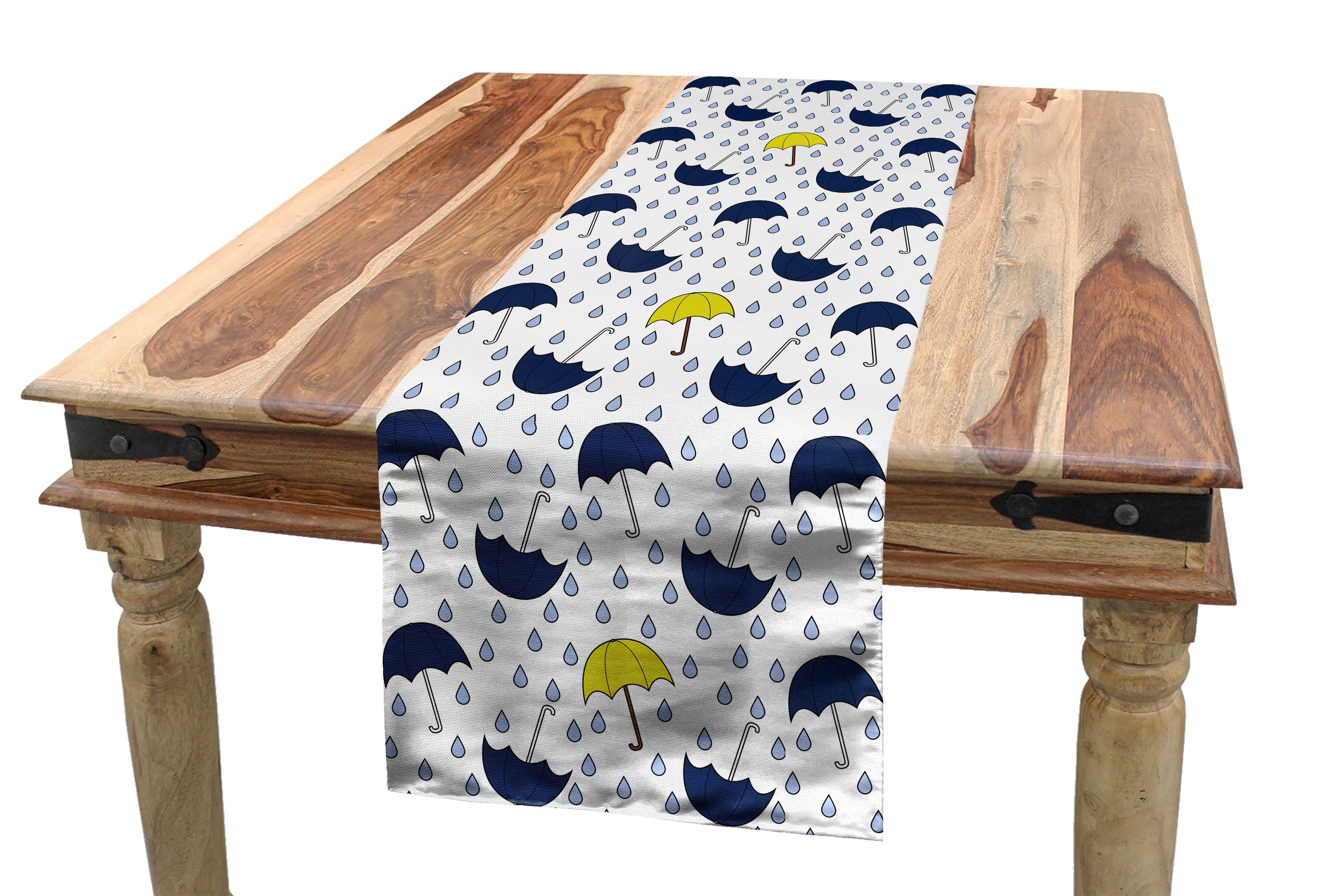 Abakuhaus Tischläufer Esszimmer Küche Rechteckiger Dekorativer Tischläufer, Regen Sonnenschirme und Gefallenen Tropfen