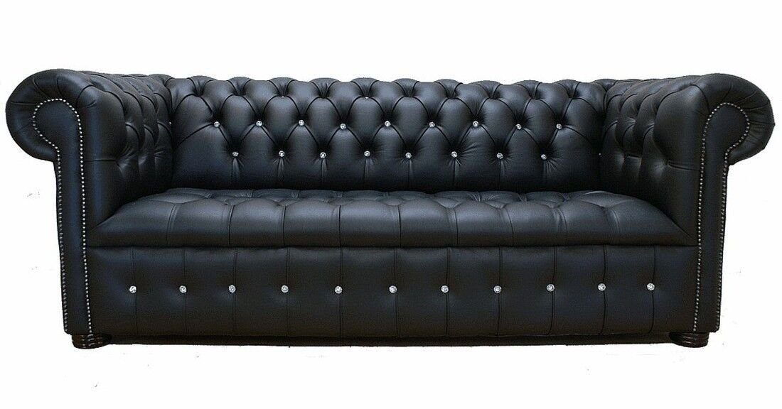 Chesterfield Sofort, 100% Couch Klassisch 3-Sitzer Leder Garnitur in Europe Sitzer Made 3 JVmoebel