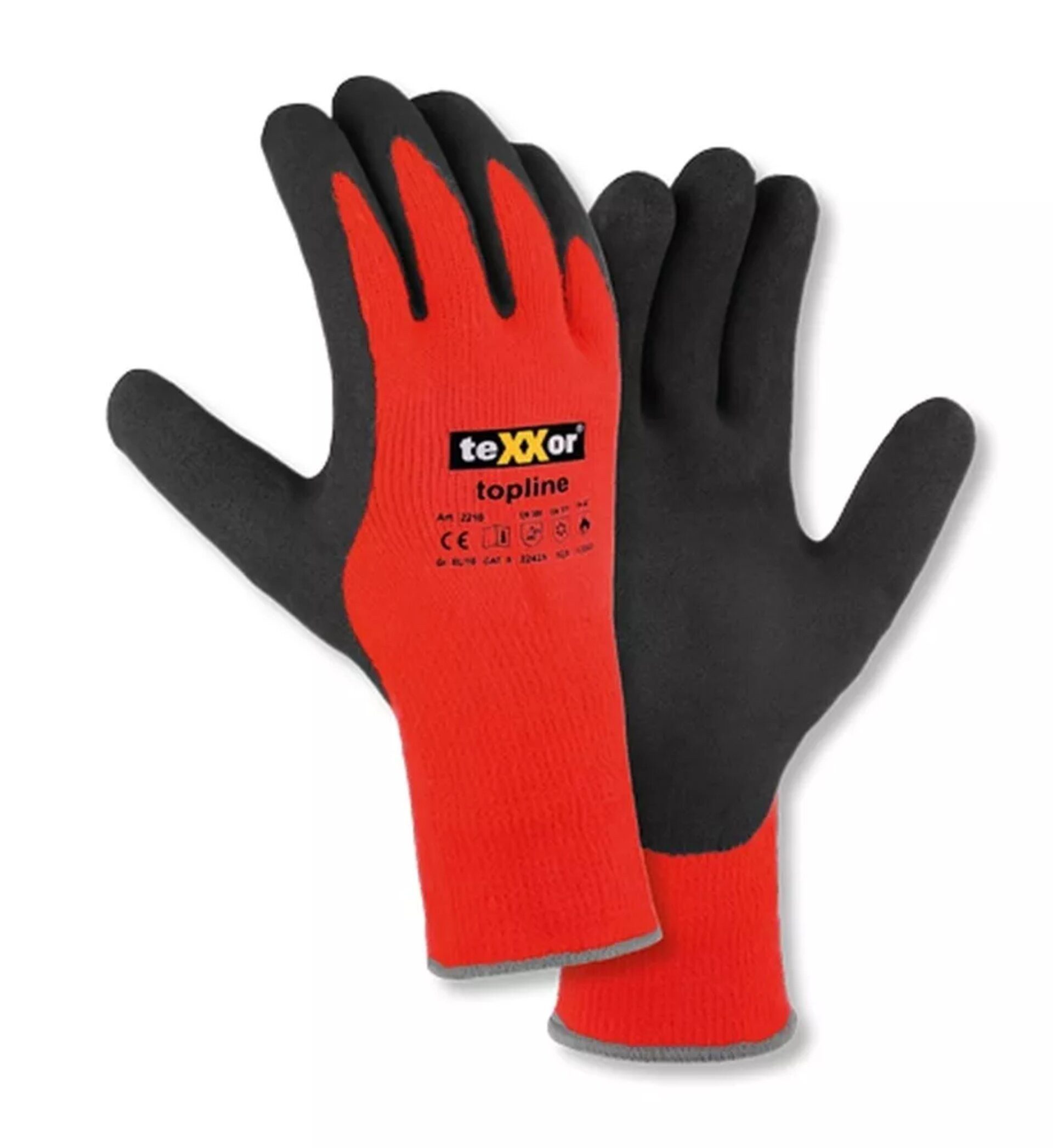 teXXor Winter-Arbeitshandschuhe 2210 Topline Winterhandschuh Polyacryl Latex (Packung, 72-St., VPE= 12-72, Gr7-11) Kältehandschuh/Atmungsaktiv