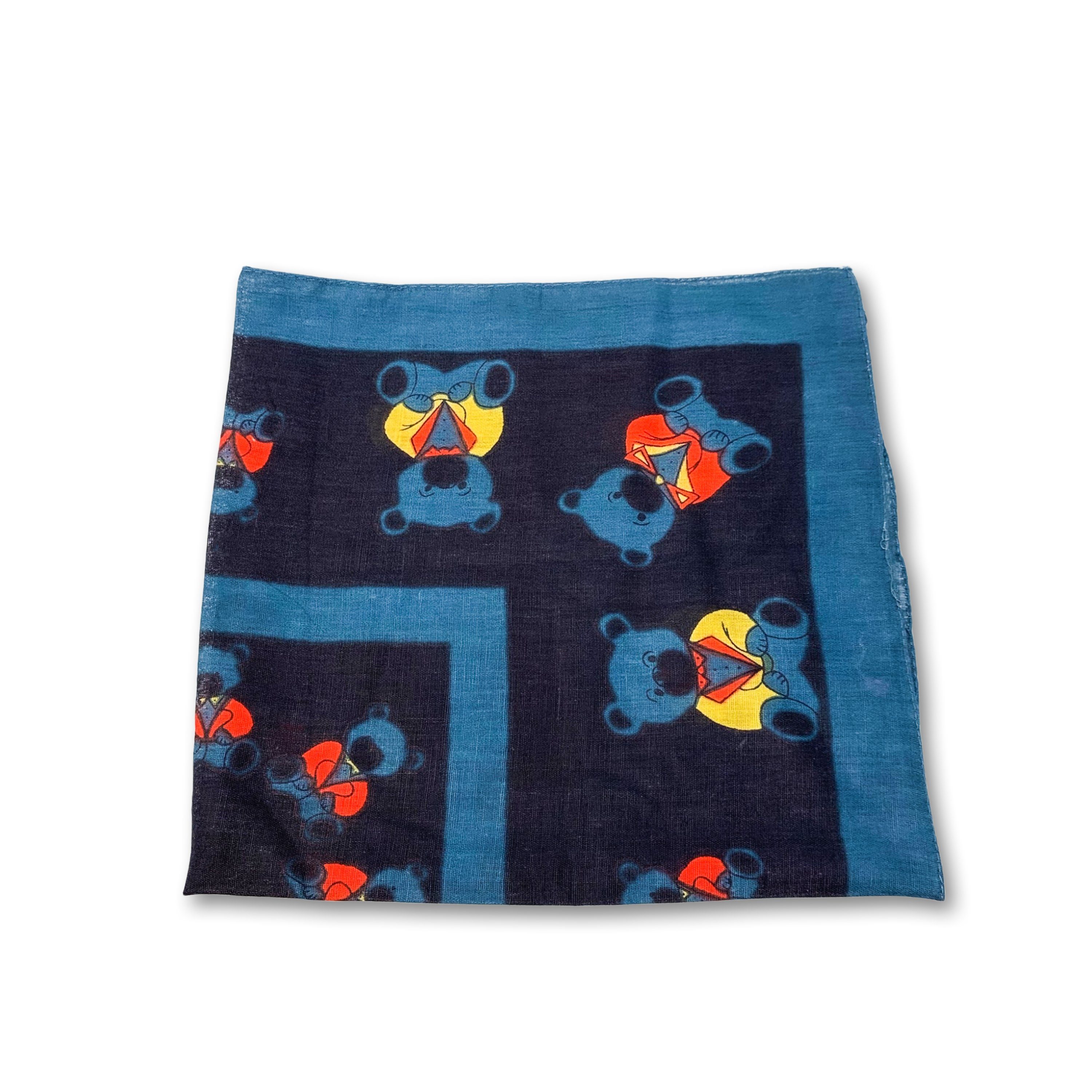 Friseurmeister Halstuch Schal Basic 50cm x 50cm - leichte tücher scarf halstücher halsband Dunkel Blau Bärchen Muster