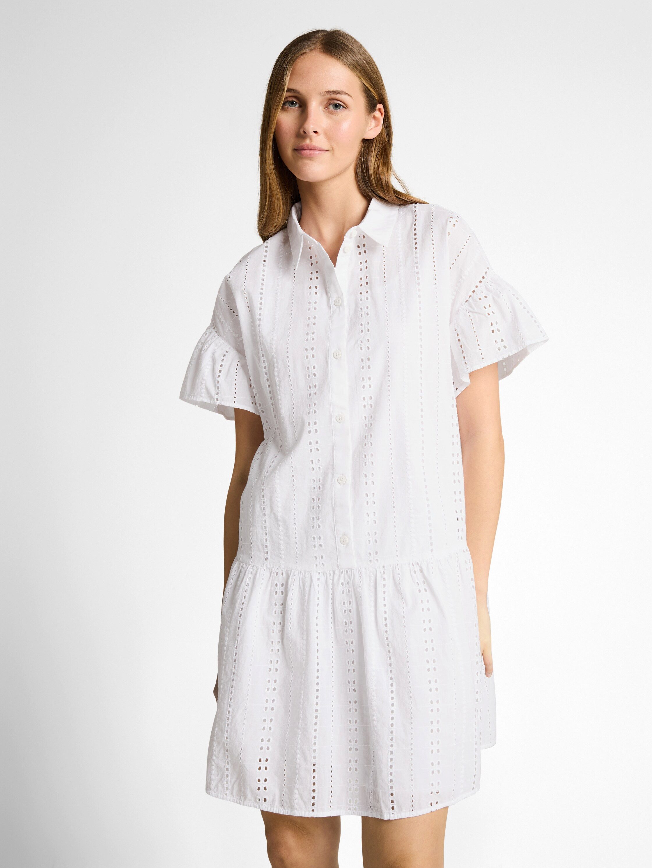 TOM TAILOR Denim Hemdblusenkleid Sommerkleid mit Häkel-Details