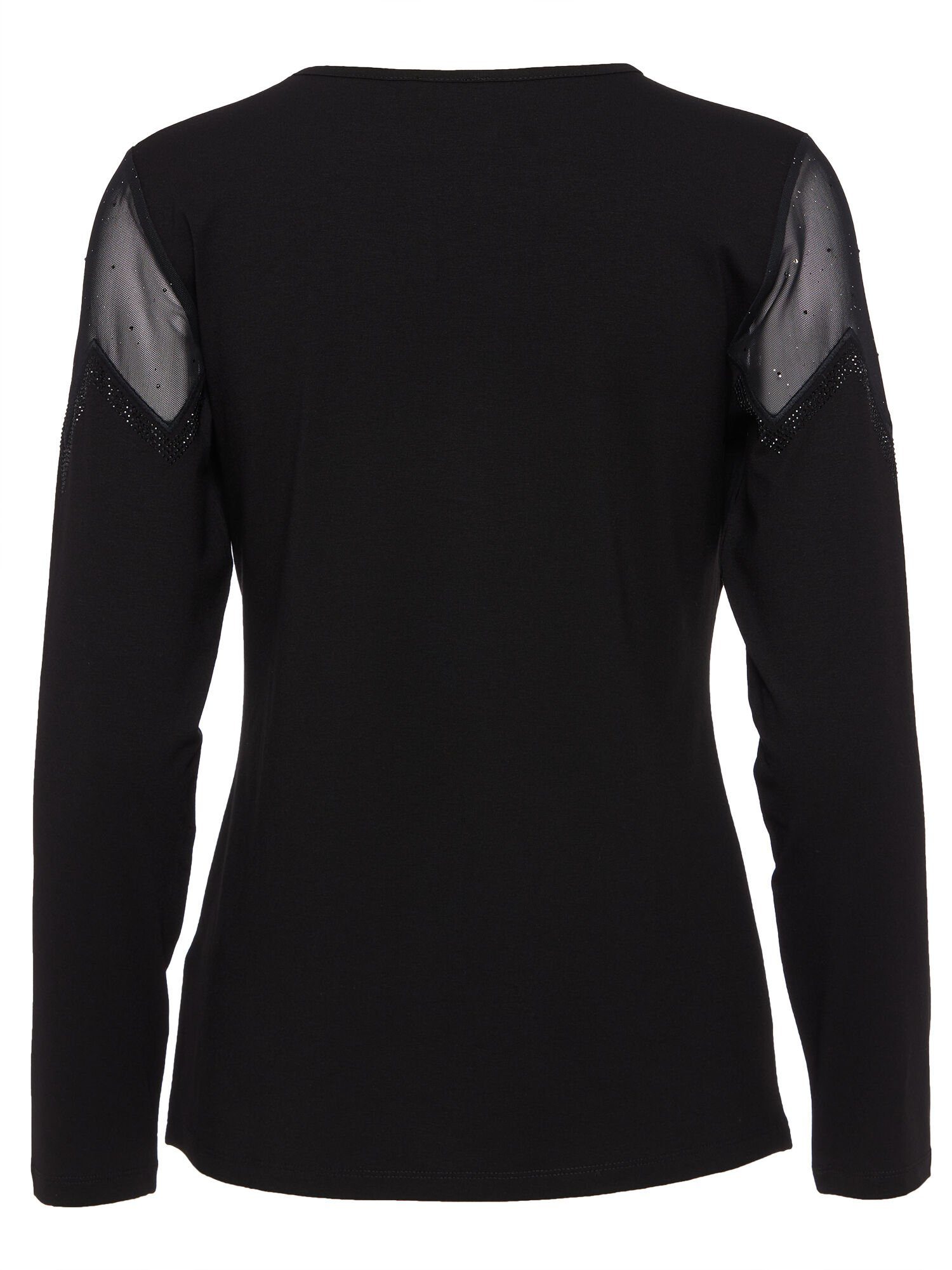 Sarah Kern Langarmshirt Longsleeve figurbetont mit transparentem Besatz günstig online kaufen