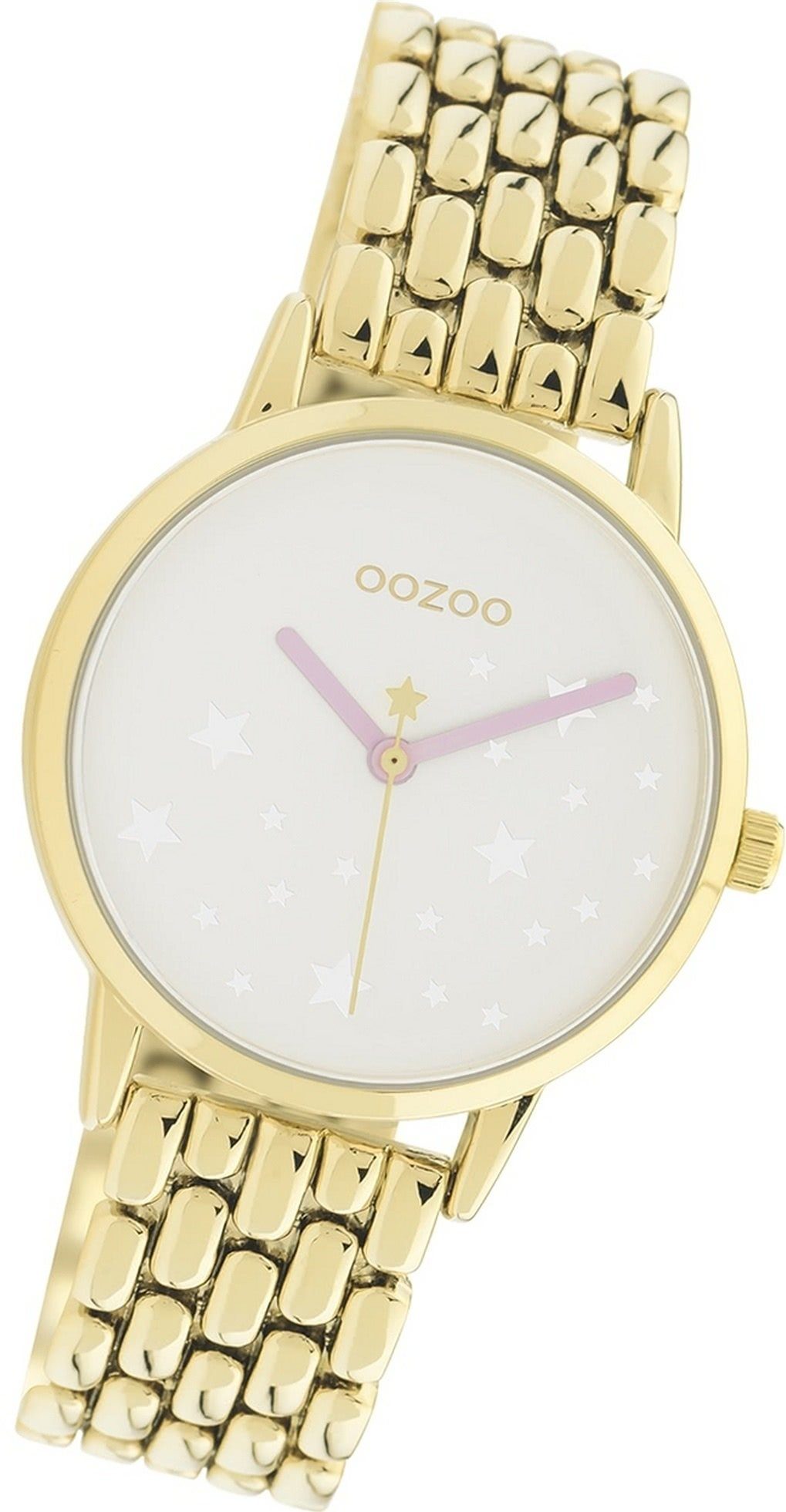 Oozoo Damenuhr Gehäuse, mittel Quarzuhr Timepieces, 34mm) gold, Damen rundes Edelstahlarmband Armbanduhr (ca. OOZOO