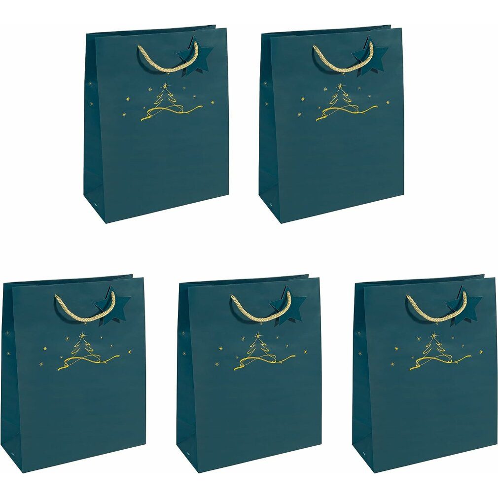 Geschenkpapier 5 Geschenktaschen Christmas tree Motiv 26,0 x 33,0 cm