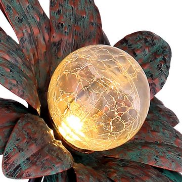 etc-shop LED Gartenleuchte, LED-Leuchtmittel fest verbaut, Warmweiß, 2x LED Solar Außen Steck Lampen Glas Strahler Kugel Garten Deko Blumen