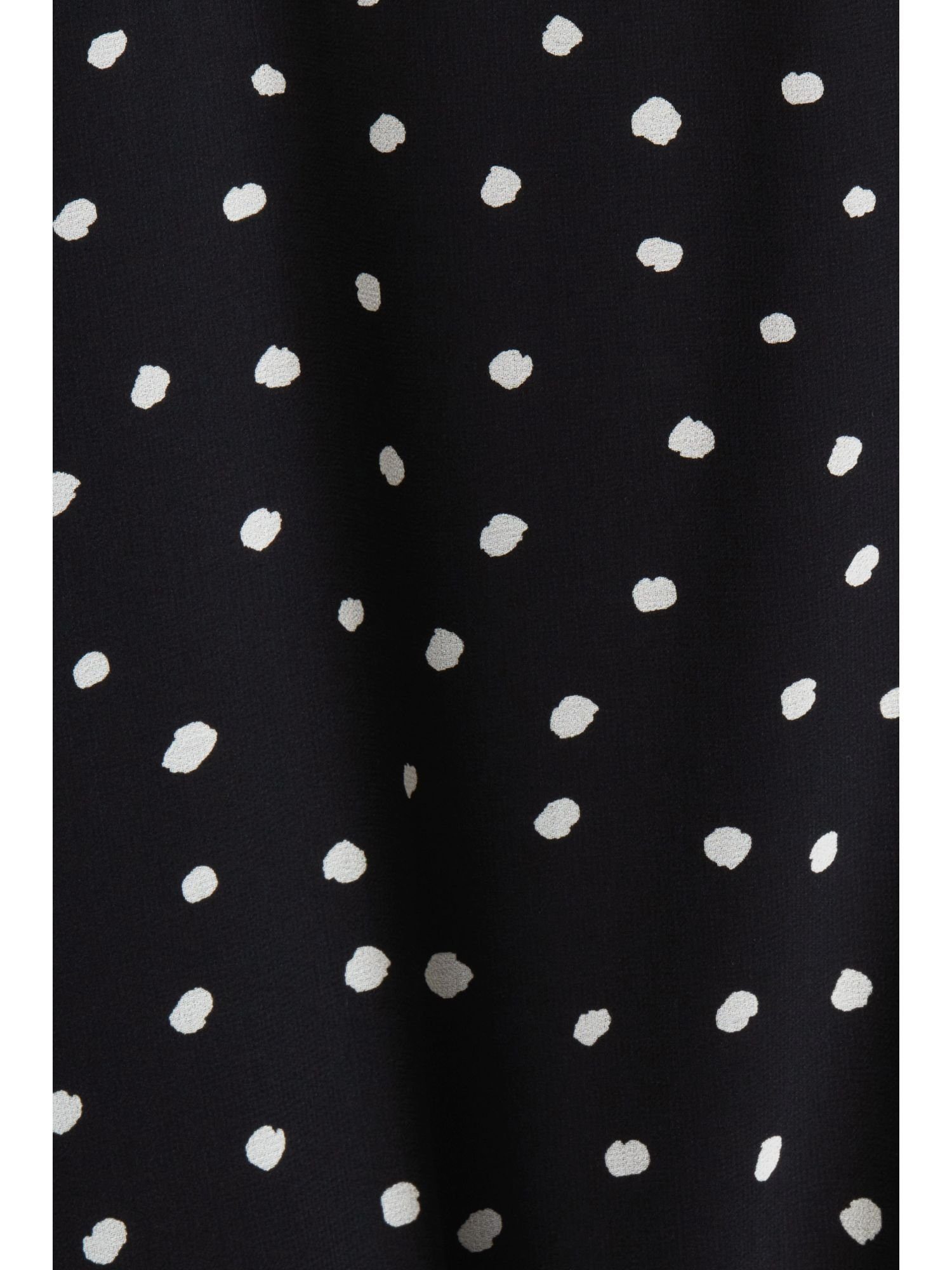 BLACK mit Recycelt: Chiffon-Kleid geraffter Taille Midikleid Collection Esprit