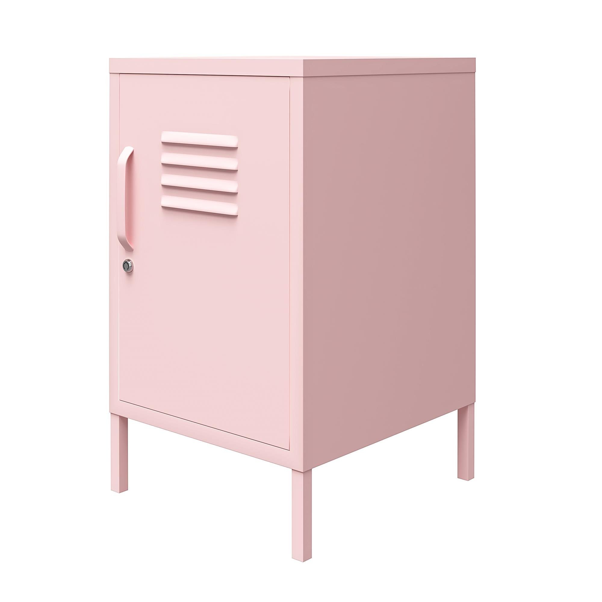 pink Nachtschrank aus im loft24 Spint-Look, Cache Metall abschließbar, Retro-Design