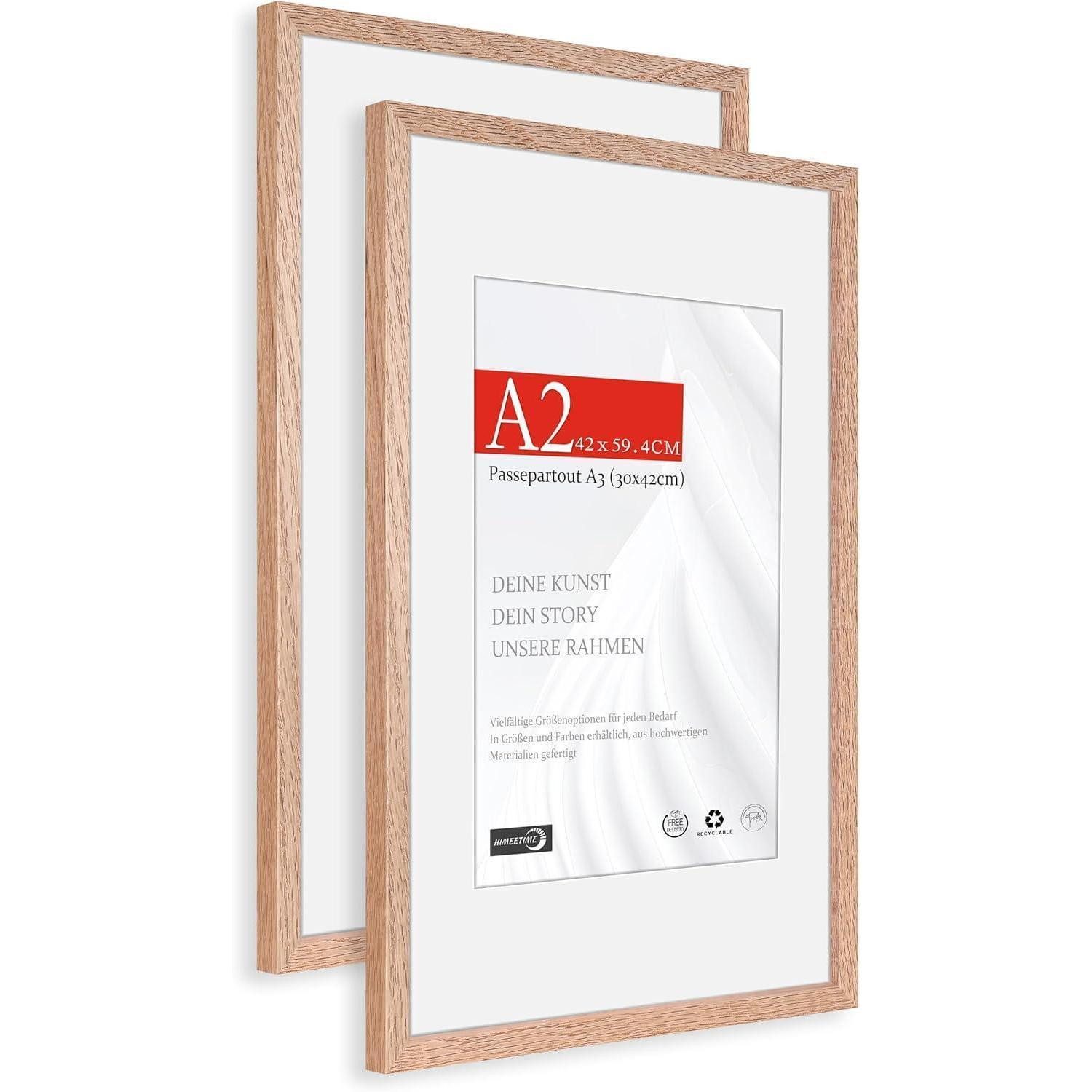 LuxusKollektion Bilderrahmen Bilderrahmen A2 42x59cm 2er Set Eiche Holz, Eiche A2(42x59,4cm) 2x, (2 St)