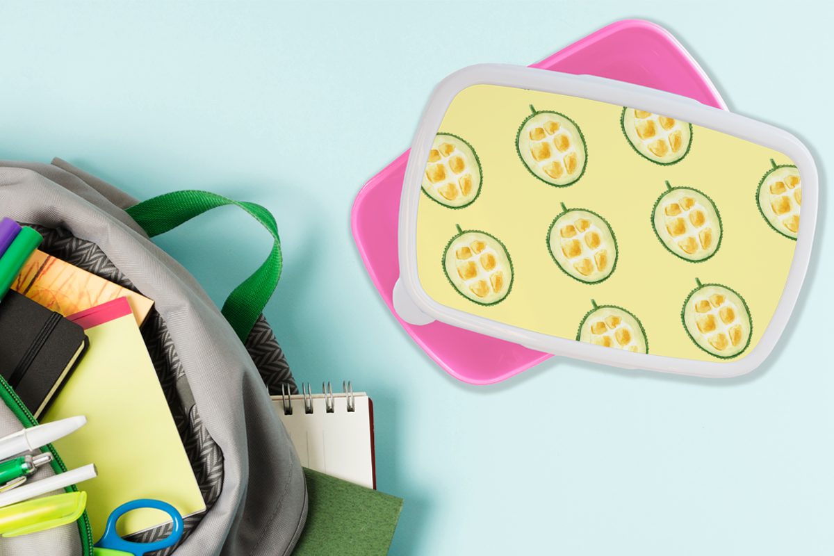 Snackbox, für Zitrusfrüchte Kunststoff, - Kunststoff rosa - Kinder, Erwachsene, Mädchen, Schablonen, Obst MuchoWow Brotbox Lunchbox (2-tlg), Brotdose