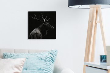 OneMillionCanvasses® Leinwandbild Hirsch - Schwarz - Porträt - Geweih - Tiere, (1 St), Leinwand Bilder für Wohnzimmer Schlafzimmer