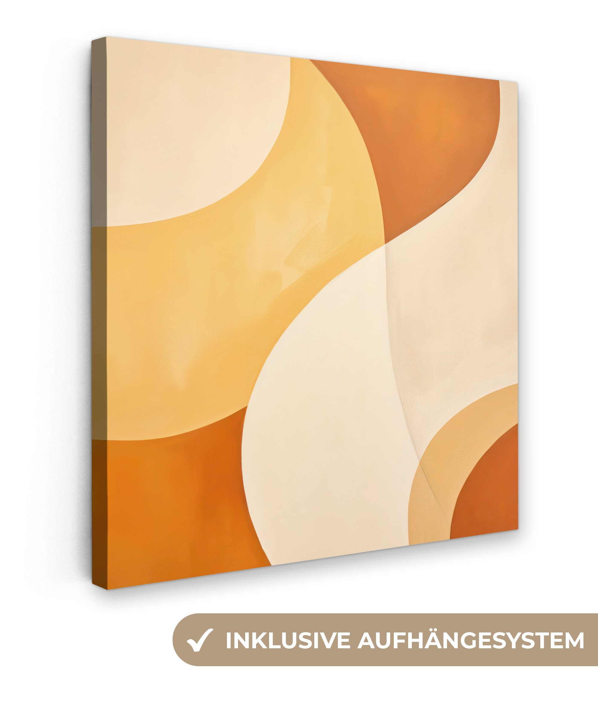 Beige - Orange, - - für Abstrakt OneMillionCanvasses® 20x20 - Leinwandbild cm Wohnzimmer (1 Modern Bilder St), Schlafzimmer, Muster Leinwand