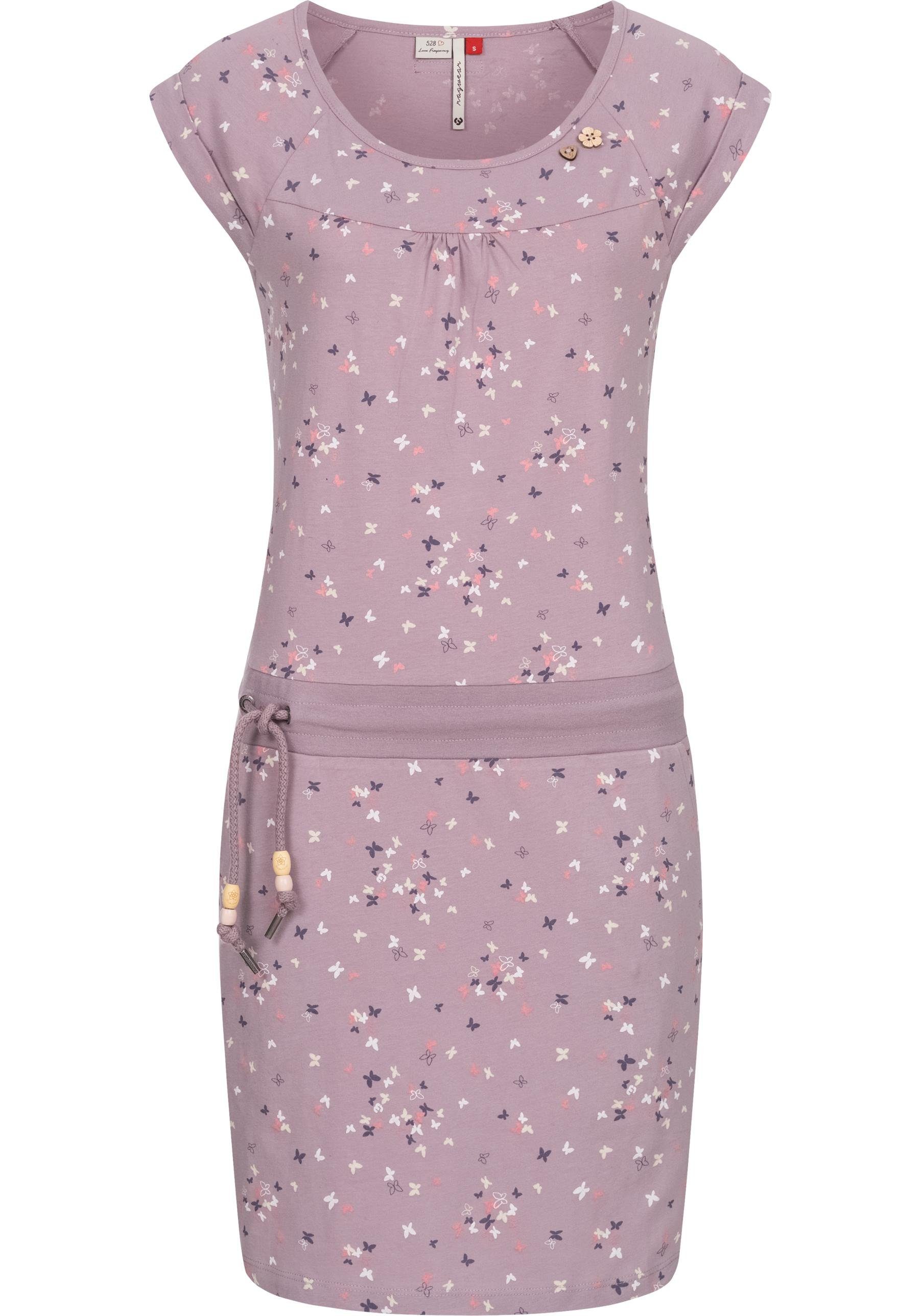 Ragwear Sommerkleid Penelope leichtes Baumwoll Kleid mit Print lavendel