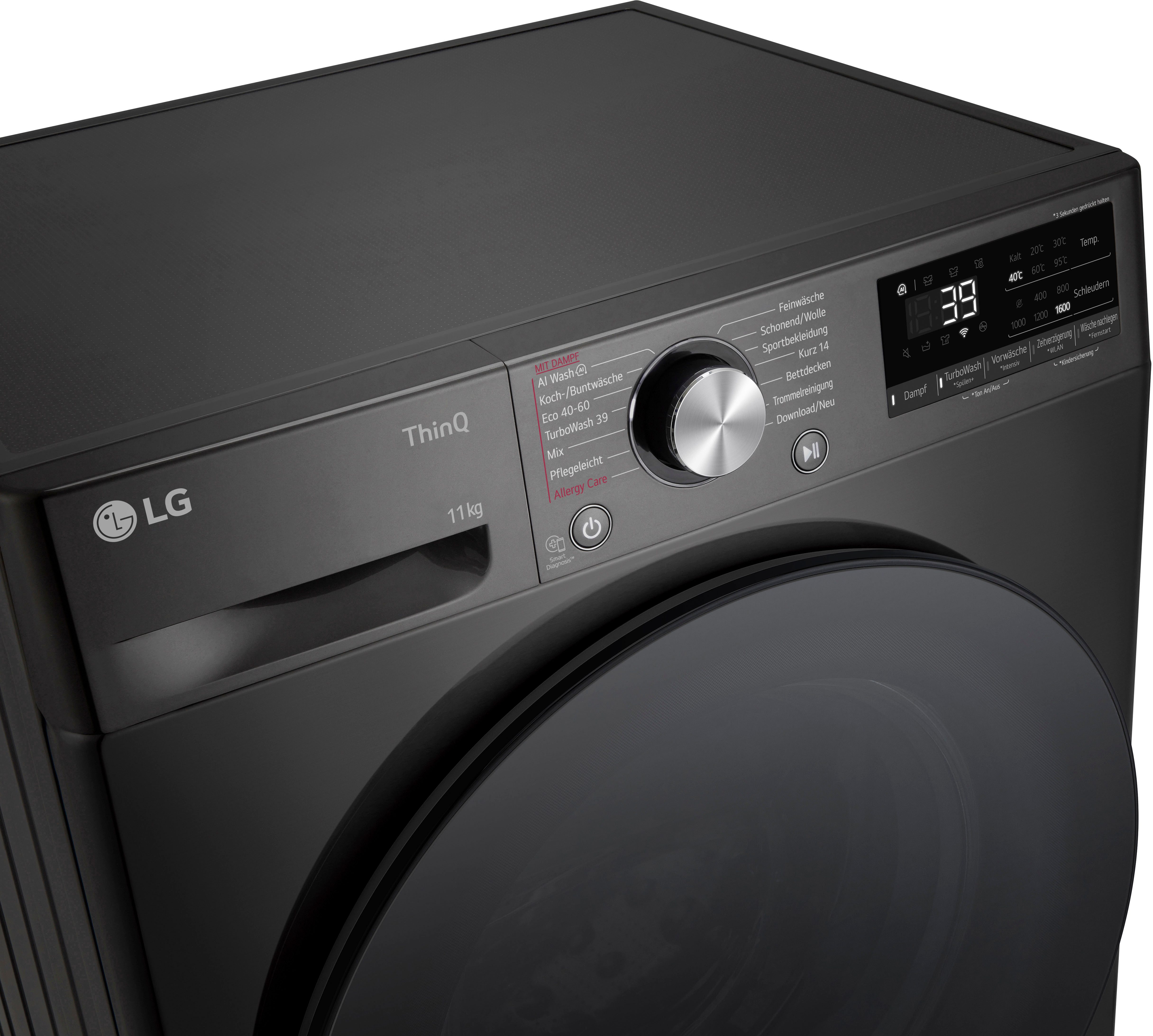 LG Waschmaschine Serie 7 F6WR701YB, 11 kg, 1600 U/min, Steam Funktion