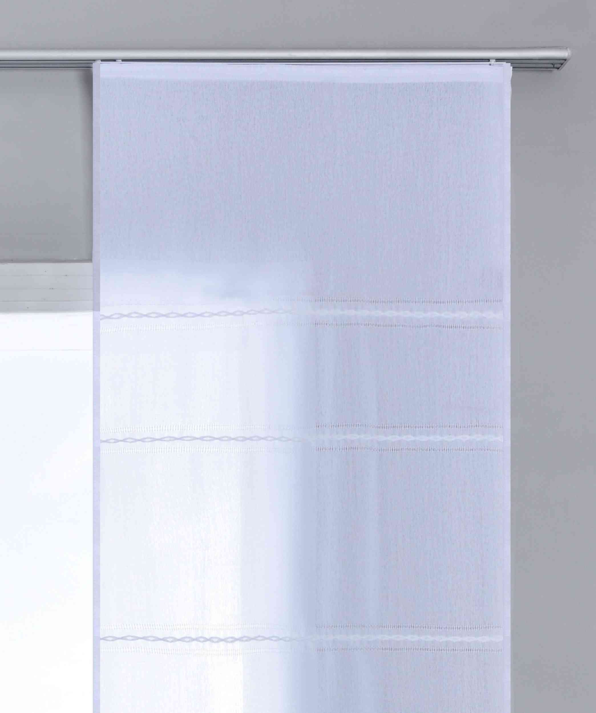 Gardinenbox Schiebegardine (1 St), Paneelwagen, halbtransparent, Halbtransparente Hollow Stripe Fabric mit Kettenstreifen und Hohlsaum für luftige Leichtigkeit., Hollow Stripe Hohlsaum Kettenstreifen »Leipzig« 202450P