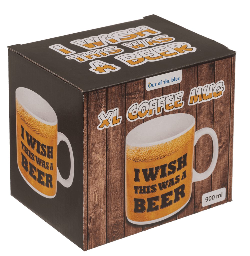 Out of the Blue Tasse Tasse Becher "i wish i was a beer" 800ml, 1-tlg., Steingut, authentisches Design