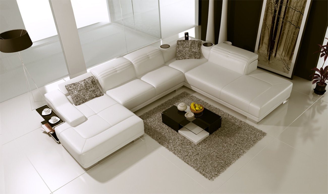 Weiß Design Garnitur Leder Couch Luxus Ecksofa, Ecke Couch Couchen JVmoebel Neu Polster