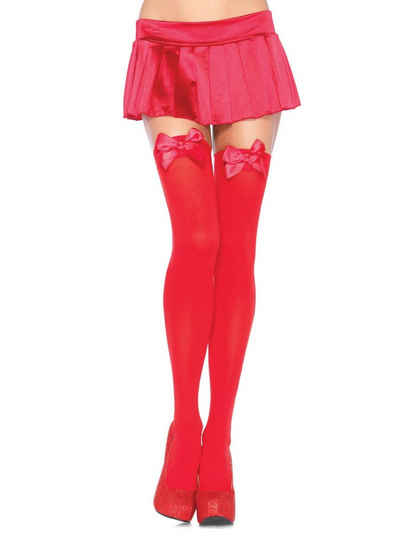 Leg Avenue Kostüm Halterlose Strümpfe mit großer Schleife rot, Unverzichtbares Accessoire für Damen, vielseitig kombinierbares Kostümzubehör