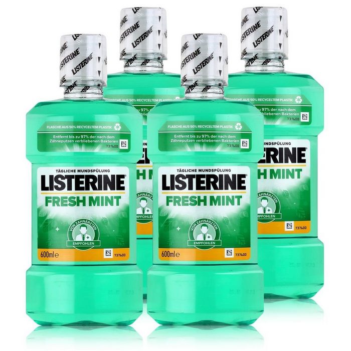 Listerine Mundspülung Listerine Fresh Mint 600ml - Für die tägliche Mundspülung (4er Pack)
