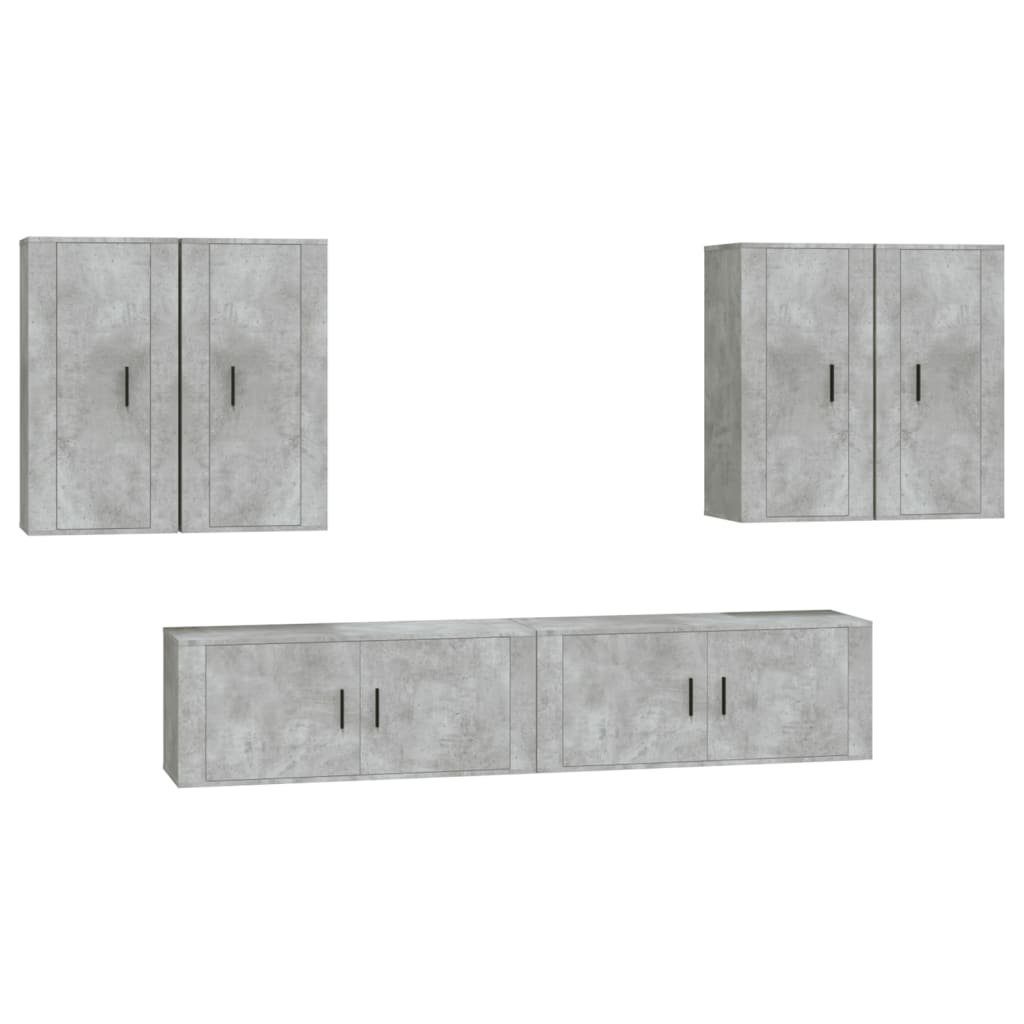 TV-Schrank vidaXL (6-St) TV-Schrank-Set Holzwerkstoff 6-tlg. Betongrau