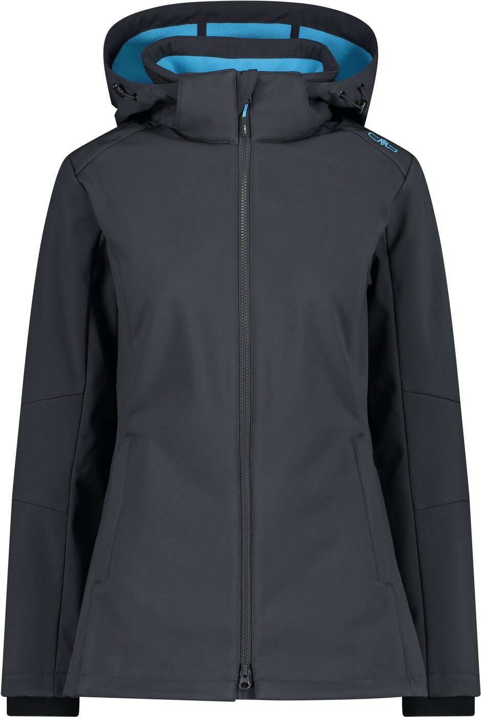 Anorak WOMAN JACKET ZIP HOOD ANTRACITE-AZZURRO