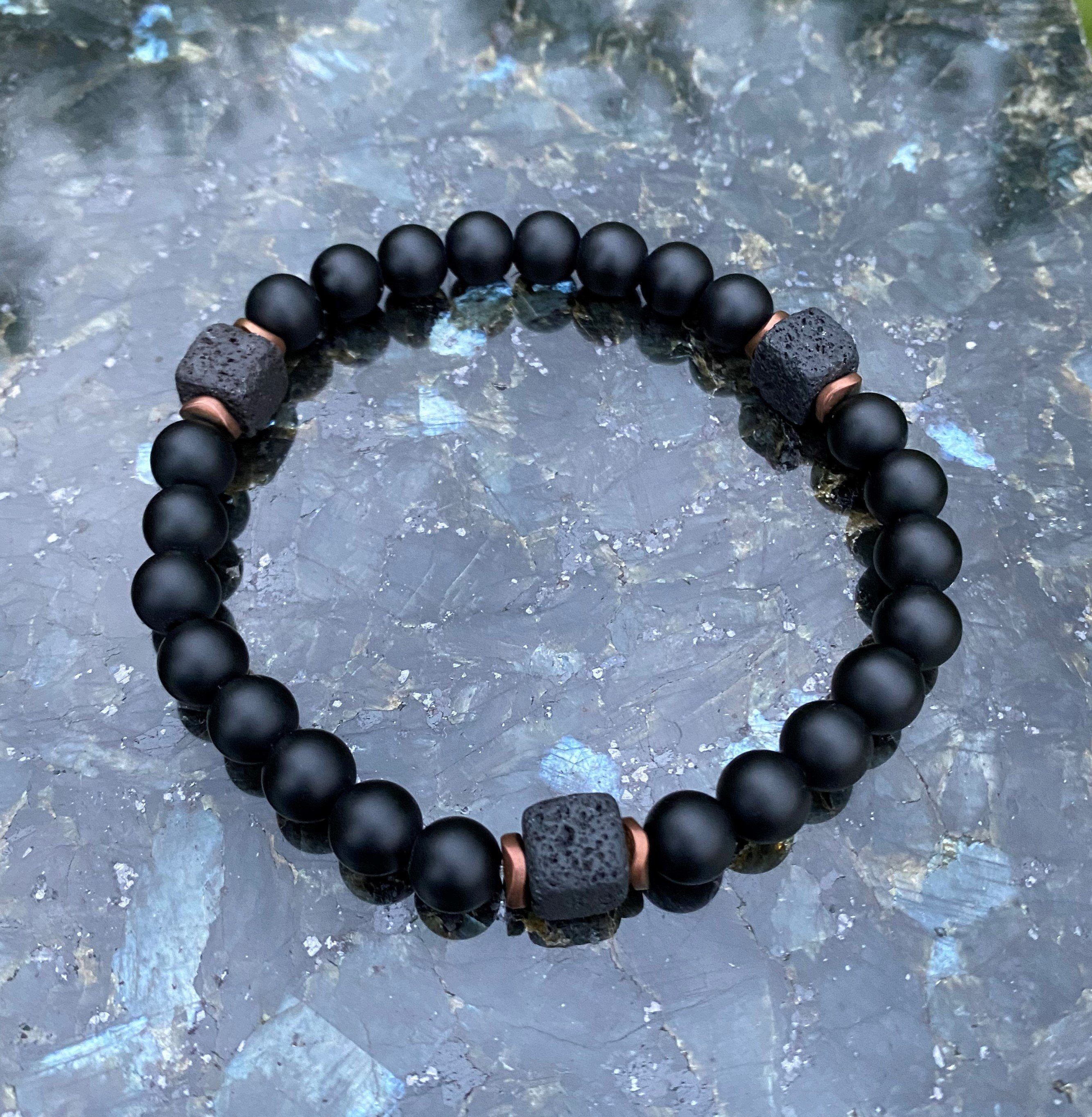 NAHLE Perlenarmband Naturstein Armband Lavastein Onyx, günstig online kaufen