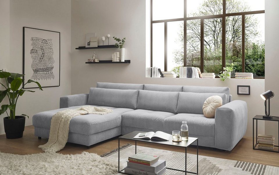 ED EXCITING DESIGN Ecksofa Barura, frei im Raum stellbar, inkl. Rückenkissen