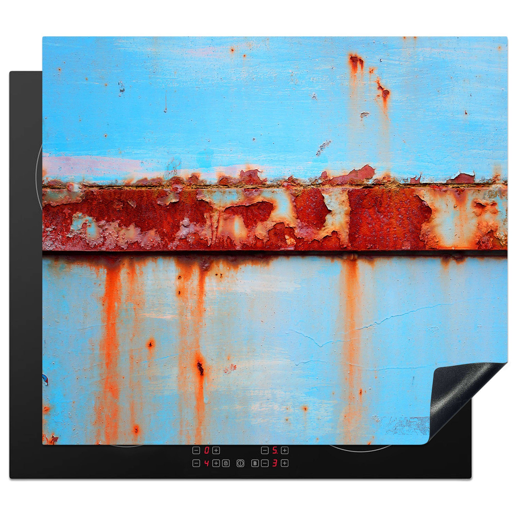 MuchoWow Herdblende-/Abdeckplatte Induktionsschutz - Stahl - Rost - Abdeckplatte - Retro, Vinyl, (1 tlg), 60x52 cm, Mobile Arbeitsfläche nutzbar, Ceranfeldabdeckung
