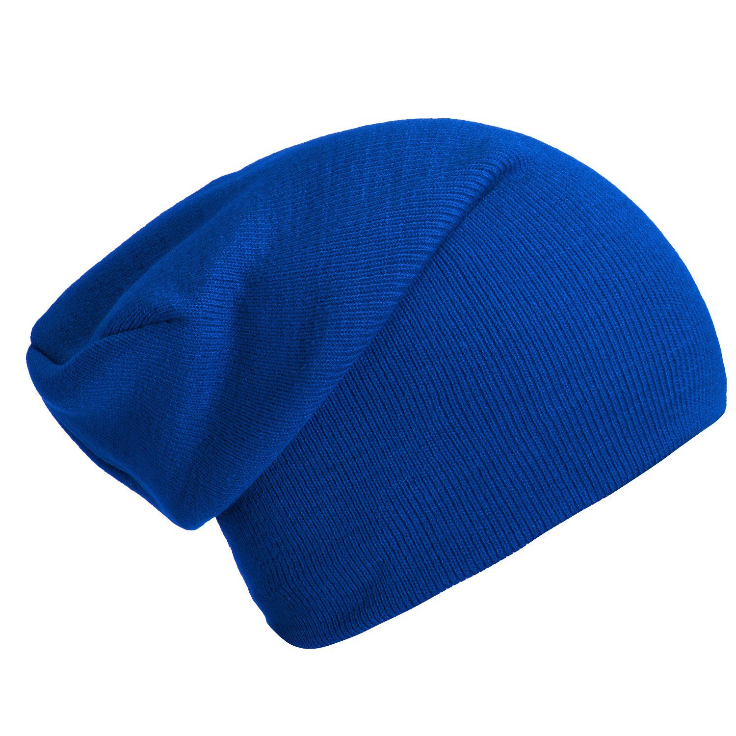 DonDon Beanie Schlauchmütze Mütze (Packung, 1-St) Wintermütze, klassischer Slouch-Beanie blau | Strickmützen