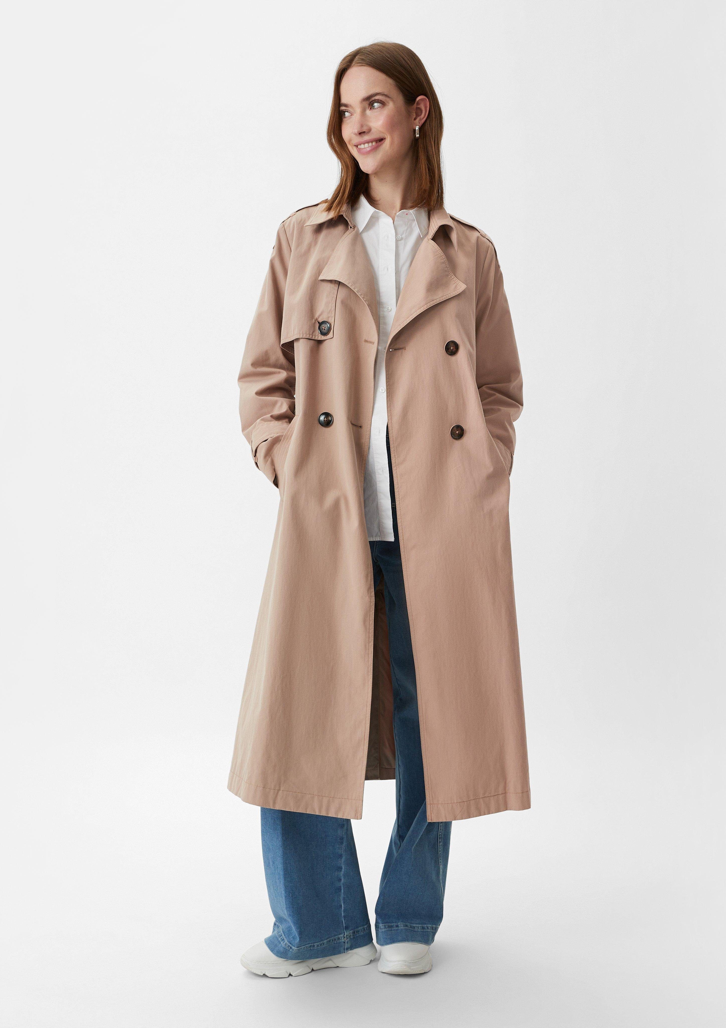 comma casual identity Langmantel Trenchcoat mit Bindegürtel Zierknopf