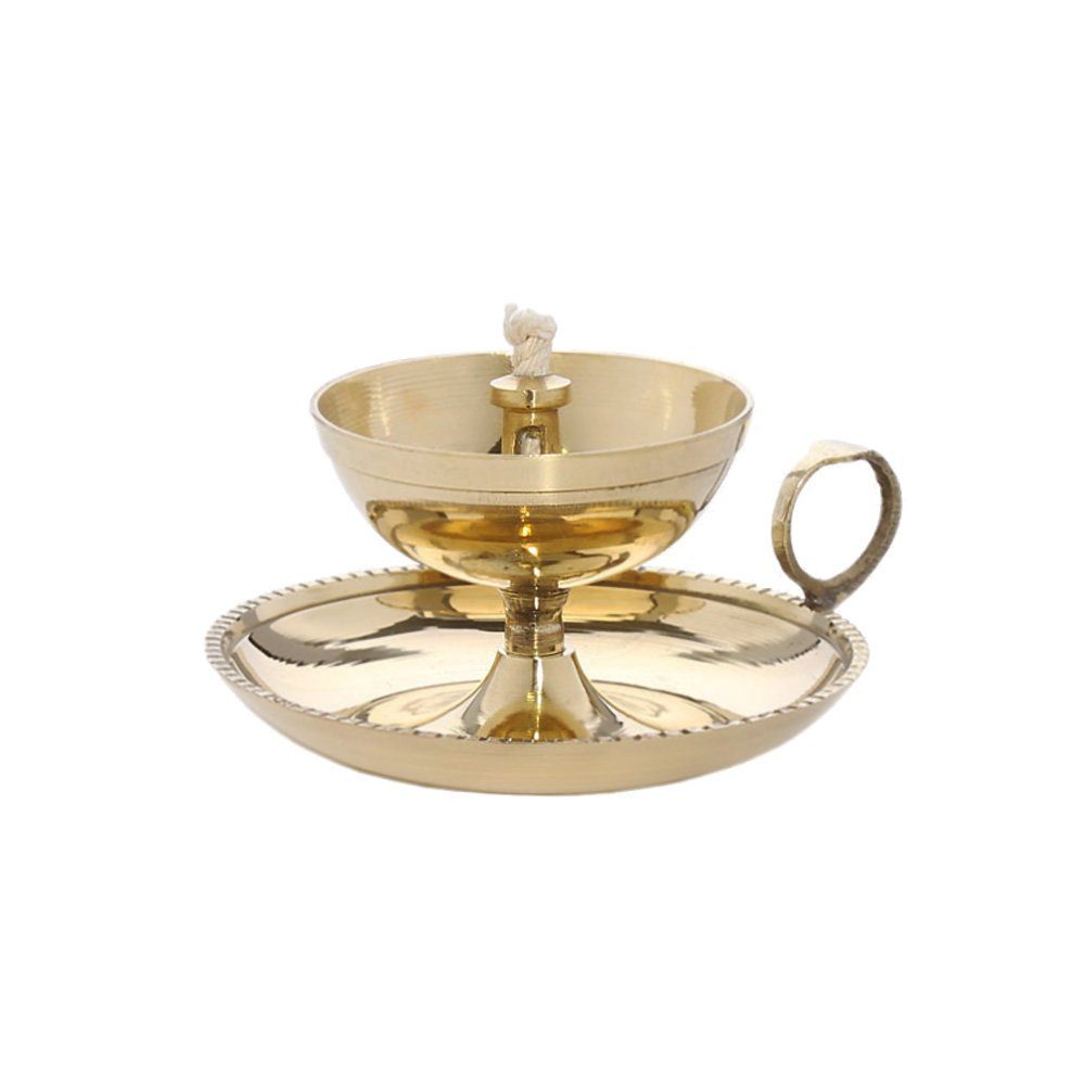 NKlaus Räucherstövchen Ghee Lampe Öllampe mit Docht Handarbeit Messing Haus Garten Gold Groß, Räucherstövchen