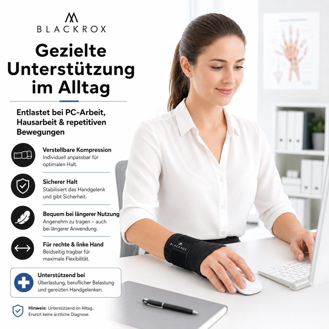 BLACKROX Handgelenkbandage [Vergleichssieger 2026] SANTA MARIA, One Size, Damen und Herren